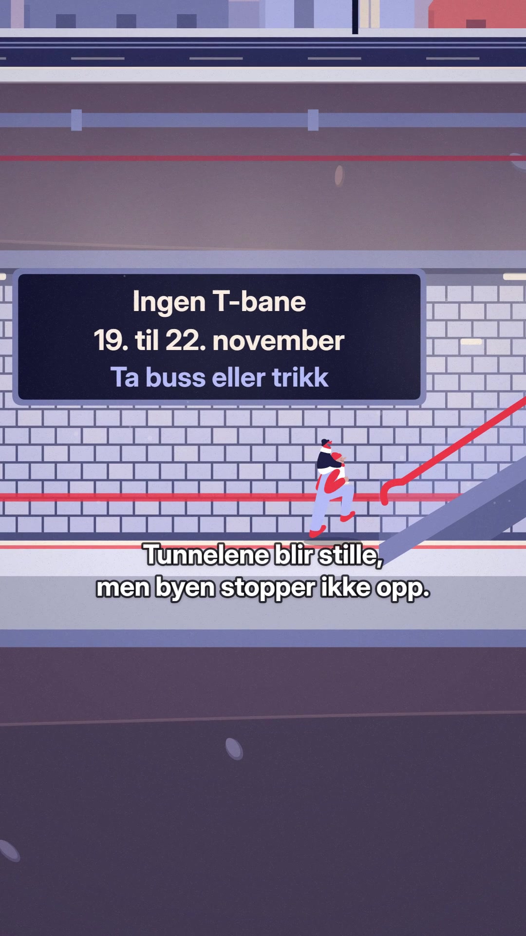 Ruter, The metro closes, buses and trams take over, 9:16